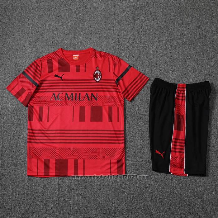 Fato de Treino AC Milao Manga Curta 2022-2023 Vermelho - Calcas Curta